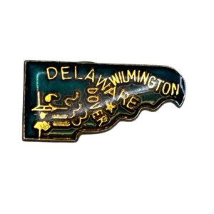 Vintage Delaware Souvenir Pin Lapel Hat Jacket Enamel Blue Landmarks